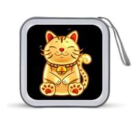 Japanese Lucky Cat CD Case Portable DVD Storage Small CD Holder Organizer for Home Travel