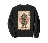 Japanese Macaque Samurai Ukiyo-e Woodblock Style Art Sweatshirt