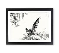 Japanese Magpie By Numata Kashu Asian Japanese Framed Print | A3 Black Framed Wall Art | Ready to Hang | Asian Nature Picture | Living Room Bedroom Lounge Office