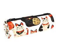 Japanese Maneki Neko Cats Pen Pencil Case Coin Purse Cosmetic Makeup Bag for Student Stationery School Office Storage