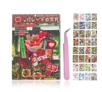 Japanese Manga Style Sticker Book + Tweezer, 45 Pages Japanese Manga Sticker with 800+ Reusable, Creative DIY Handbook Material Decorative Stickers Stickers for Scrapbooking, Journals (1Set-B)