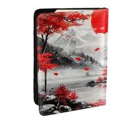 Japanese Mangrove and Sunshine Printed Passport Holder,Travel Pu Leather Passport Cover Case Organiser for Men Women,6.5 Inch