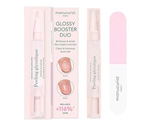 Japanese Manicure Kit Made Easy By Manucurist- Natural & Simplified - Glycolic Exfoliating Peel & Nail Buffer Block - Japanese Manicure Nail Kit for Women - For Natural Shiny Nails Without Polish