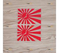 Japanese Map Flag Rising Sun Japan Car Sticker Decal Vinyl - 2 Pack Red 12.7cm - Fit for Honda Toyota Mazda Subaru Nissan