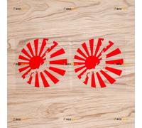 Japanese Map Rising Sun Flag Sticker Decal Vinyl Round - 2 Pack Red 10.2cm - for Car Boat Laptop Cup No Background Die-Cut