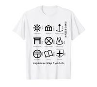 Japanese Map Symbols Minimalist Design icon Unicode Value Graphic T-Shirt, Men, White, L