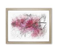 Japanese Maple Tree Sketch Modern Art Framed Print | A3 Oak Framed Wall Art | Ready to Hang | Asian Floral Picture | Living Room Bedroom Lounge Office