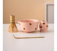Japanese Matcha Set, Strawberry Ceramic Matcha Kit, Pink macha Ceremonial Set Matcha Bowl and Whisk Tea Starter Making Kit, Unique Gift Set for her/Wife/Couples (Complete Matcha Set)