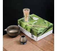 Japanese Matcha Tea Set 7 Pcs Ceramic Matcha Bowl, Ceramic Whisk Holder, Matcha Whisk, Scoop, Sifter, Matcha Caddy, Tea Making Kit, Handmade Japanese Tea Ceremony Matcha Tea Kit(D,4pcs set)