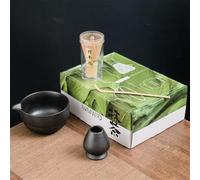 Japanese Matcha Tea Set 7 Pcs Ceramic Matcha Bowl, Ceramic Whisk Holder, Matcha Whisk, Scoop, Sifter, Matcha Caddy, Tea Making Kit, Handmade Japanese Tea Ceremony Matcha Tea Kit(A,4pcs set)