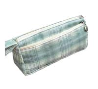 Japanese minimalist checkered pattern pencil case canvas study supplies office supplies pencil stationery bag - Cedar