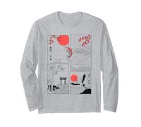 Japanese Minimalist Koi Crane Torii Bamboo Tokyo 日本 Art Long Sleeve T-Shirt