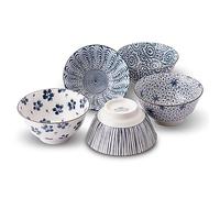 Japanese Mino Ware Chawan 5.0 inches Rice Bowls 5 patterns with Gift Box set, ceramic mino yaki (One Pack)