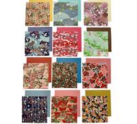 Japanese Mino Washi Paper, Colorful Yuzen for Hand Crafts Origami Paper, 5.91 Inches, Assorted Design 24 Sheets (12 Chiyogami Patterned and 12 Simple Plain Mino Washi)