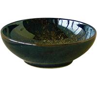 Japanese Mino-yaki Ceramic Donburi Bowl, Large Size for Ramen, Rice, Soup, Made in Japan, 15cm, Wabisabi Classic, Black Constellation