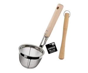 Japanese Miso Strainer with Wooden Muddler, Made in Japan, Stainless Steel 3.93 x 10.03"