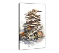 Japanese Modern Architecture Canvas Poster Wall Art Decor Print Picture Paintings for Living Room Bedroom Decoration 20x30inch(50x75cm)