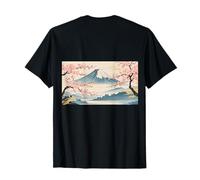Japanese Modern: Mt. Fuji and Cherry Blossom Ukiyo-e Style Design T-Shirt