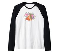 Japanese Monkey | Baby | Punch | Flower | Happy Wish | Healing Raglan Baseball Tee