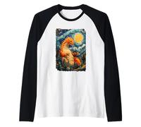 Japanese Monster Kaiju Starry Nights Style Raglan Baseball Tee