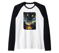Japanese Monster Kaiju Starry Nights Style Raglan Baseball Tee