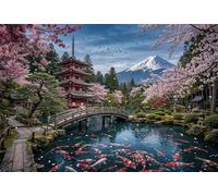 Japanese Mount Fuji Cherry Blossom 1000 Piece Jigsaw Puzzle,Premium Cardboard,Educational Toy,Whimsical Challenge Sakura,Great Gifts,Home Wall Decor,Adults & Kids 14+,Stress Relief 52x38cm