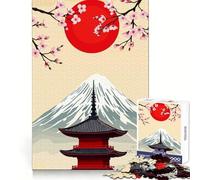 Japanese Mount Fuji Red Sun Puzzles for Teenagers 1000 Piece Brain Power Quality Print Fun Challenge Xmas Gift (38x26cm)