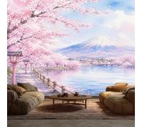 Japanese Mount Fuji Wallpaper 250 x 175 cm | Cherry Blossom Asian Decor Wall Paper, Non-woven, Photo Mural, Living Room, Bedroom, Dining Room, Hallway, Lounge
