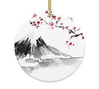 Japanese Mount Red Sun Print Personalised Christmas Bauble, Ceramic Round Christmas Hanging Ornament, Christmas Tree Decoration For Boyfriend Girlfriend Wife Xmas Gifts