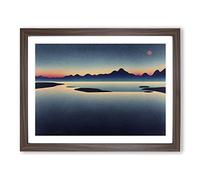 Japanese Mountain Lake Framed Print | A4 Walnut Framed Wall Art | Ready to Hang | Asian Landscape Picture | Living Room Bedroom Lounge Office