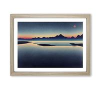 Japanese Mountain Lake Framed Wall Art Print A2 Oak
