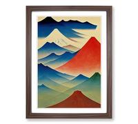 Japanese Mountain Painting Vol.1 Framed Print | A2 Walnut Framed Wall Art | Ready to Hang | Asian Landscape Picture | Living Room Bedroom Lounge Office