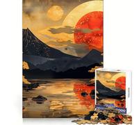 Japanese Mountain Sunset Japanese Asian Landscape Jigsaw Puzzle for Adults 1000 Pieces Brain Think Snug Cut Real Challenge Unique Gift (38x26cm)
