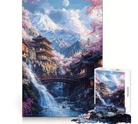 Japanese Mountain Village Jigsaw Puzzles for Teenagers 1000 Piece Logic Build Sharp Color Fun Hobby Art Work (50x75cm)