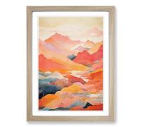 Japanese Mountains Colour Field Framed Wall Art Print, Ready to Hang Picture for Living Room Bedroom Home Office, Oak A2 (48 x 66 cm)