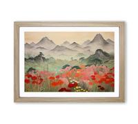 Japanese Mountains Colour Field Framed Wall Art Print, Ready to Hang Picture for Living Room Bedroom Home Office, Oak A2 (66 x 48 cm)