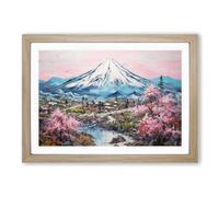 Japanese Mountains Palette Knife Framed Print | A2 Oak Framed Wall Art | Ready to Hang | Asian Landscape Picture | Living Room Bedroom Lounge Office