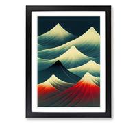Japanese Mountains View Framed Wall Art Print A2 Black