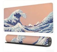 Japanese Mouse Pad 1600 x 800 x 3 mm XXL Desk Mat Ocean Waves Mouse Mat, Extended Japanese Mousepad, Large Desk Pad with Non-Slip Base Stitched Edge Office Accessories for Gaming Work Laptop, Model25