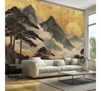 Japanese Mural Wallpaper, Asian Mountain Forest Wallpaper for Bedroom, Living Room, TV Backdrop, Office, Hotel Wall Background Decoration Non-Woven Wall Paper 300 x 210 cm (WxH) POI151