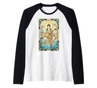 Japanese Mythology Music Goddess Benzaiten Stained Glass Raglan Baseball Tee