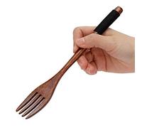 Japanese Natural Solid Wooden Forks, Reusable Wooden Cutlery Utensils, Kitchen Flatware for Cooking, Stirring & Eating, Picnics, Camping & Daily Use