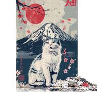 Japanese Nature Kawaii Cat Puzzles 500 Pieces Wooden Puzzles Wood Puzzle for Adults for Adults 500pcs (52x38cm)