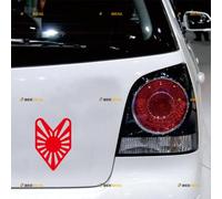 Japanese Naval Ensign Flag Sticker Decal Vinyl Wakaba Leaf Japan Rising Sun - 2 Pack Red 10.2cm - for Car Boat Laptop Cup No Background Die-Cut