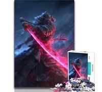 Japanese Neon Ninja Jigsaw Puzzles for Adults 1000 Pieces,Help The Brain Exercise Addictive Toys to Cultivate Patience Suitable for Couples 38x26cm