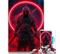 Japanese Neon Ninja Jigsaw Puzzles for Teenagers 1000 Pieces,Challenging Game Gifts for Is Ideal As A Gift for The Whole Family (38x26cm)