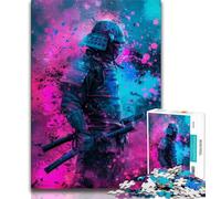 Japanese Neon Ninja JigsawPuzzle 1000 Pieces for Adults,Challenging Game And Family Play for Is Ideal As A Gift for The Whole Family (38x26cm)