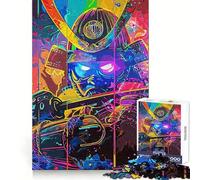 Japanese Neon Samurai 1000 Piece Jigsaw Puzzles- Enjoyable Game Bright Color Family Enjoyable Perfect Art (38x52cm)