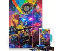 Japanese Neon Samurai 1000 Piece Jigsaw Puzzles- Enjoyable Game Bright Color Family Enjoyable Perfect Art (38x52cm)