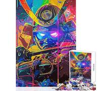 Japanese Neon Samurai 1000 Piece Jigsaw Puzzles Strengthen Cognitive Ability And Skill Soothing Serene Leisure Play (38x26cm)